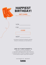 Digitaler Geschenkgutschein; Vorlage zum Ausdrucken: fröhliches Design zum Geburtstag