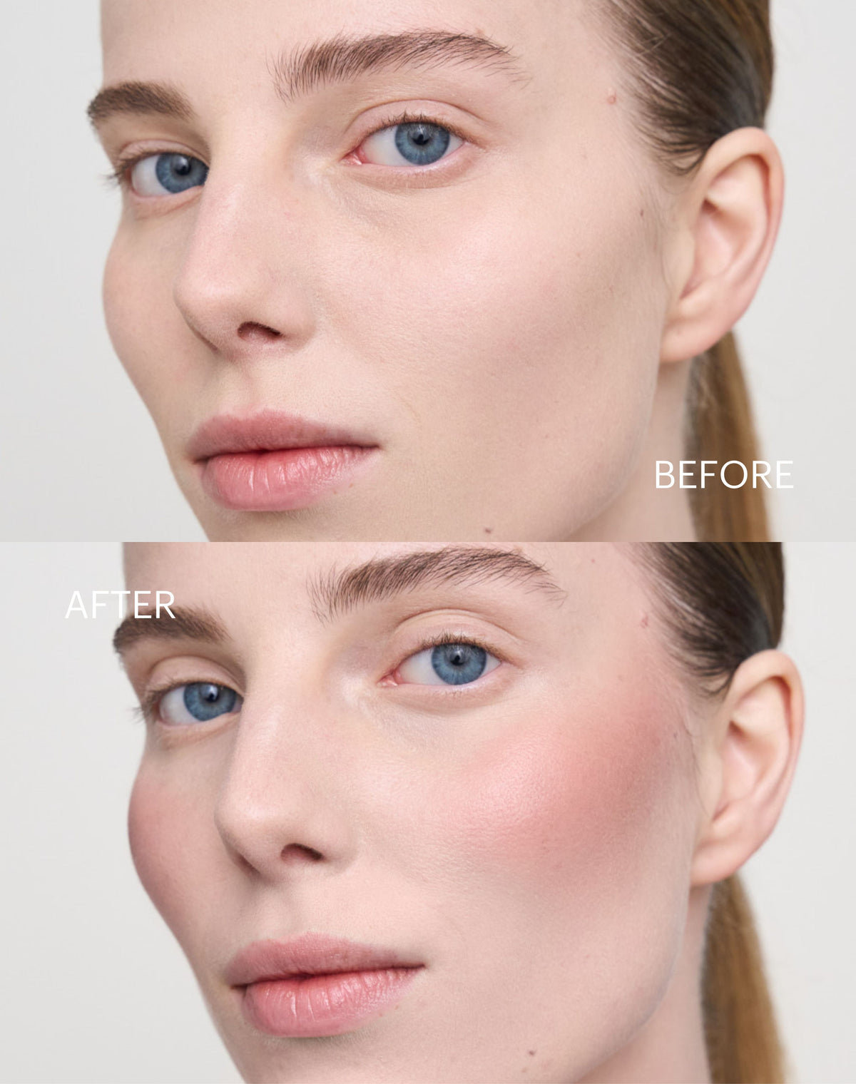 ; Before & After des Glowy Blushes in Bronzy Glow