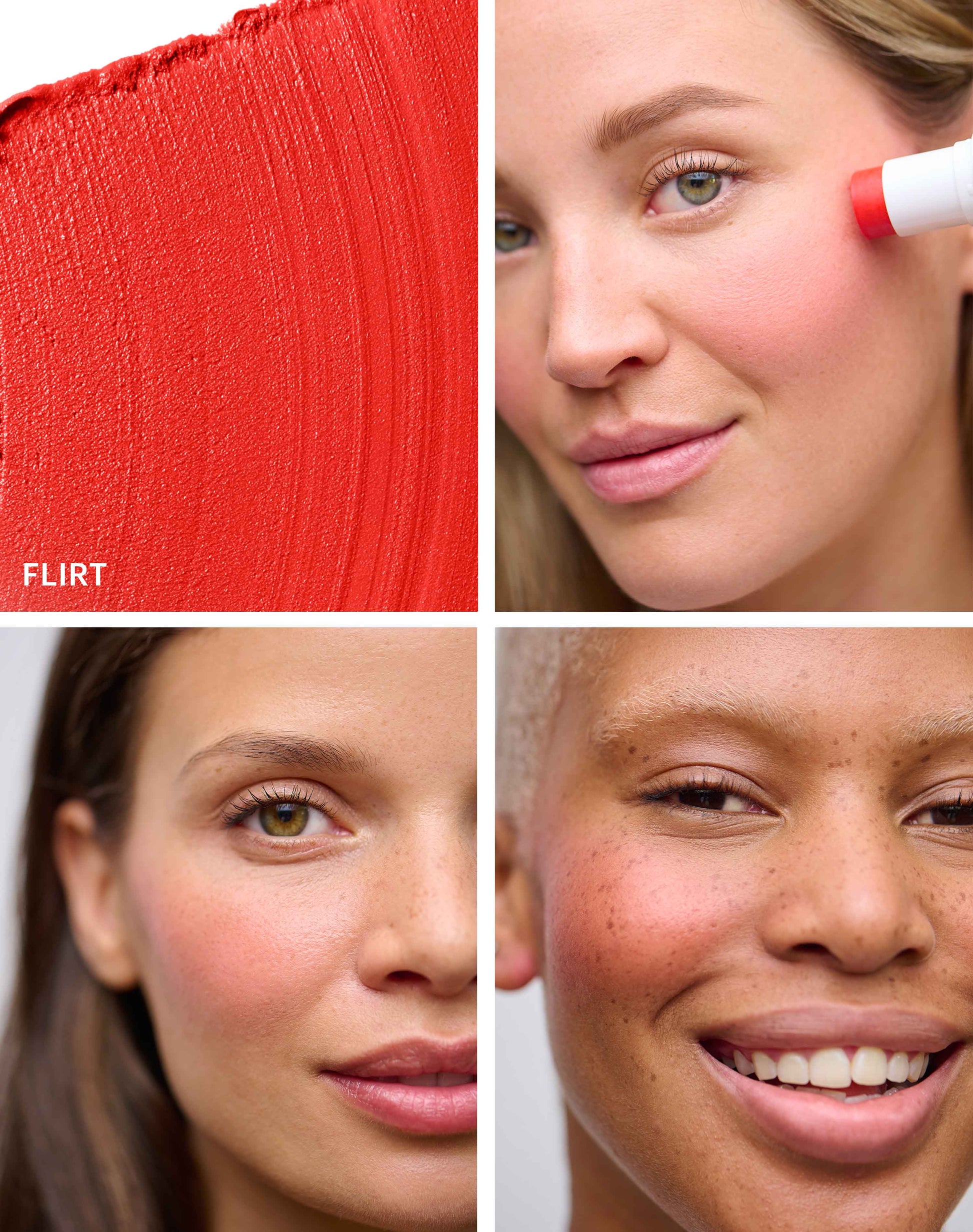 flirt blush; Frischer, natürlicher Rotton mit warmen Untertönen und einem satinmatten Finish