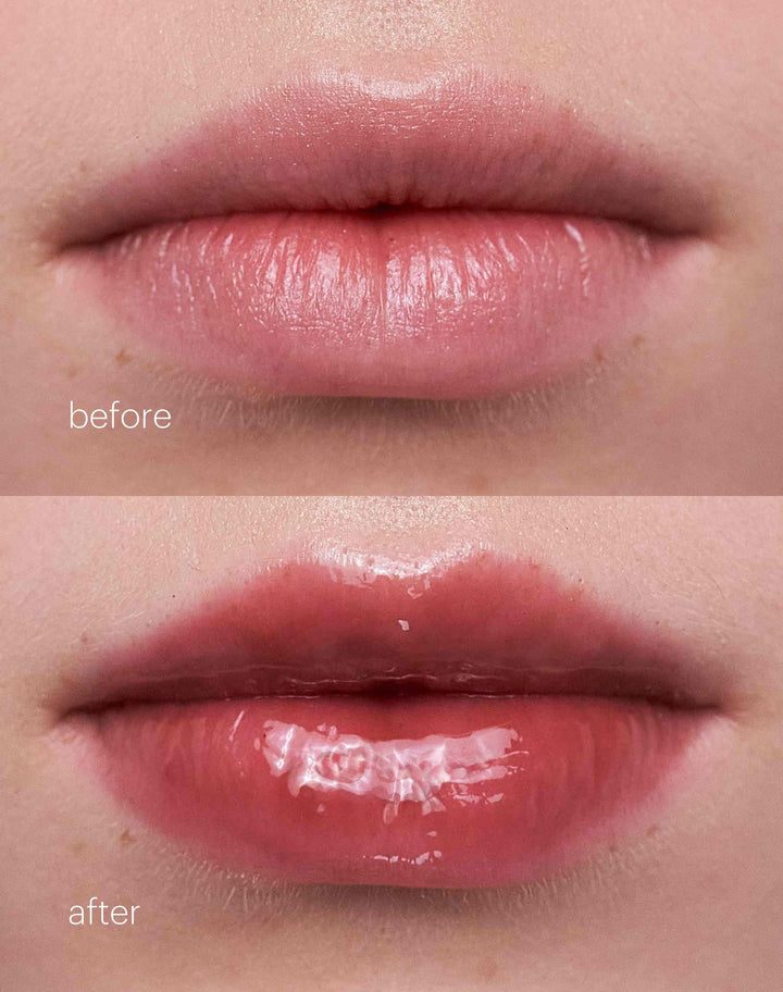 jelly-treat-lip-oil; glaze: Before & After des Jelly Treat Lip Oils in Glaze