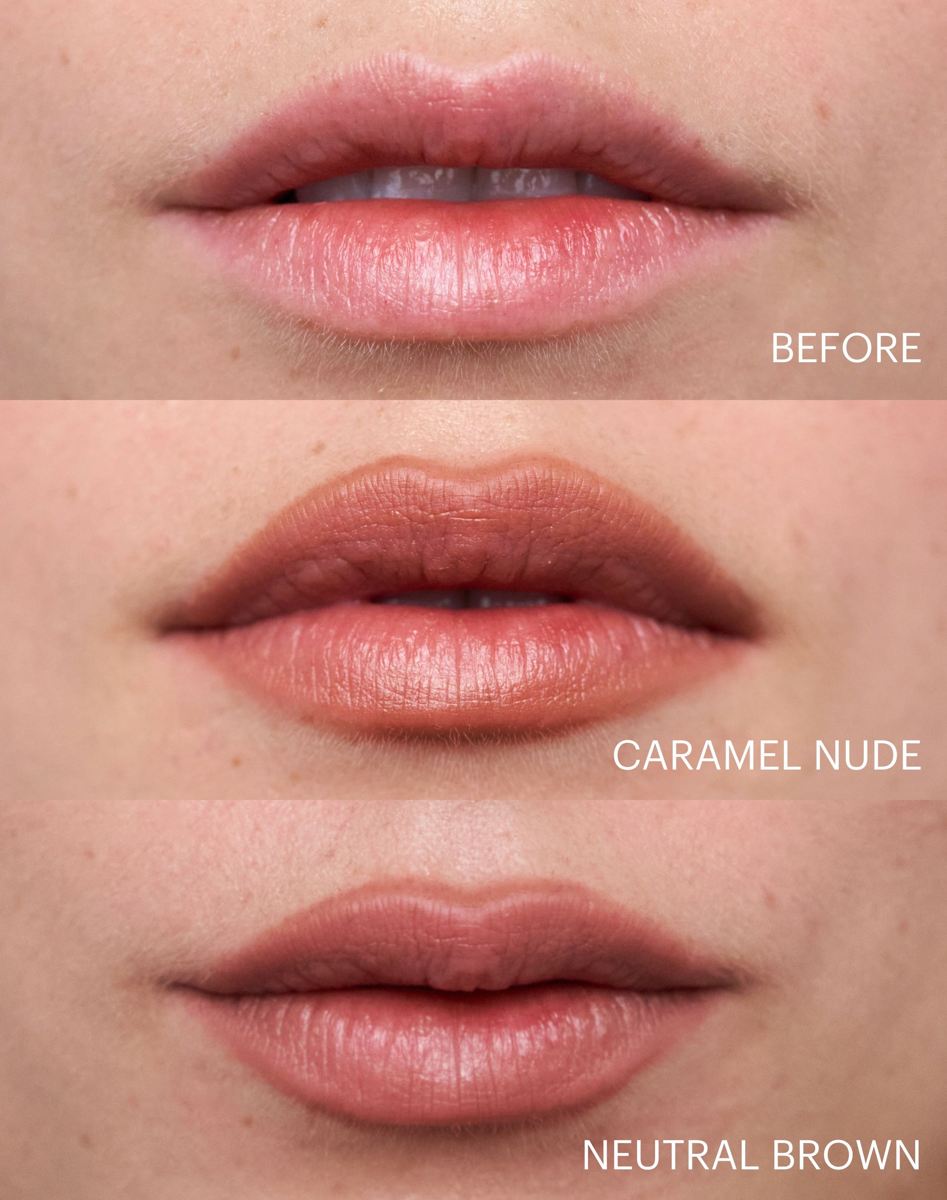 ; Vergleich von Caramel Nude und Neutral Brown