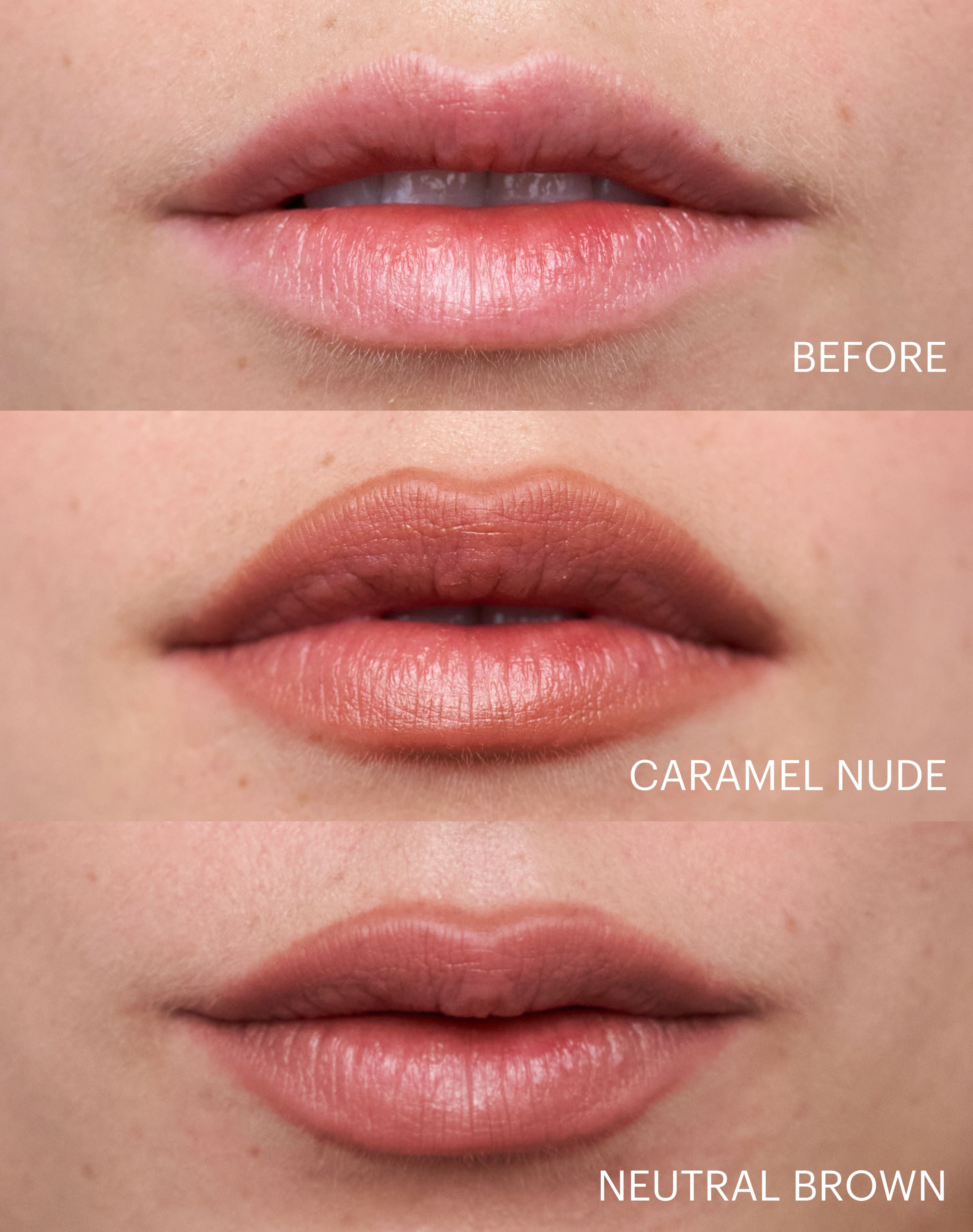 ; Vergleich von Caramel Nude und Neutral Brown